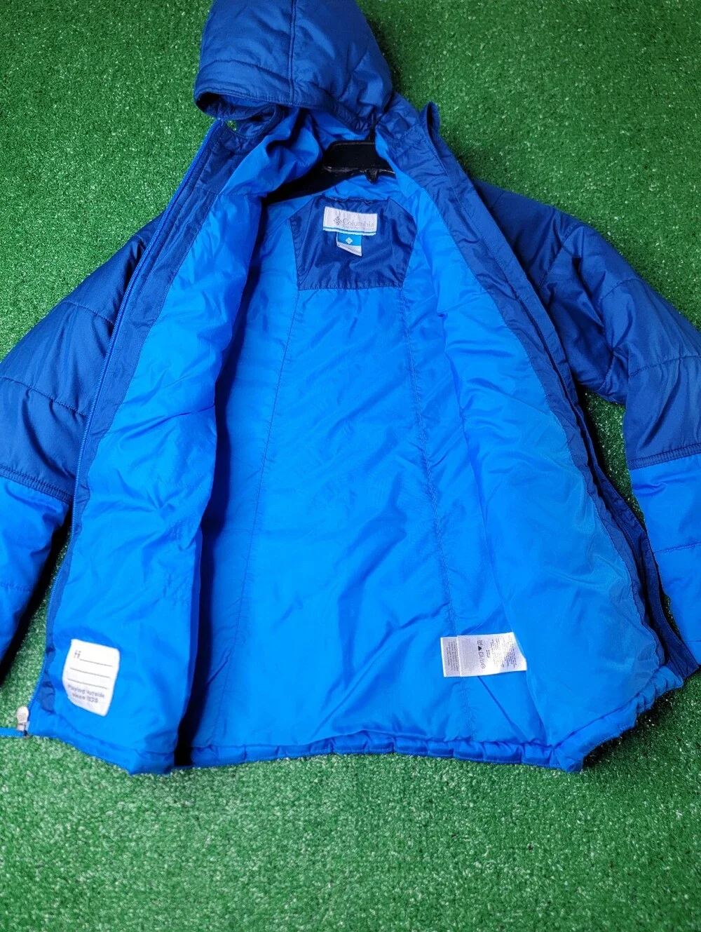 Columbia Sportwear Boy's Hooded Puffer Jacket Size Medium 10/12 Blue Full Zip